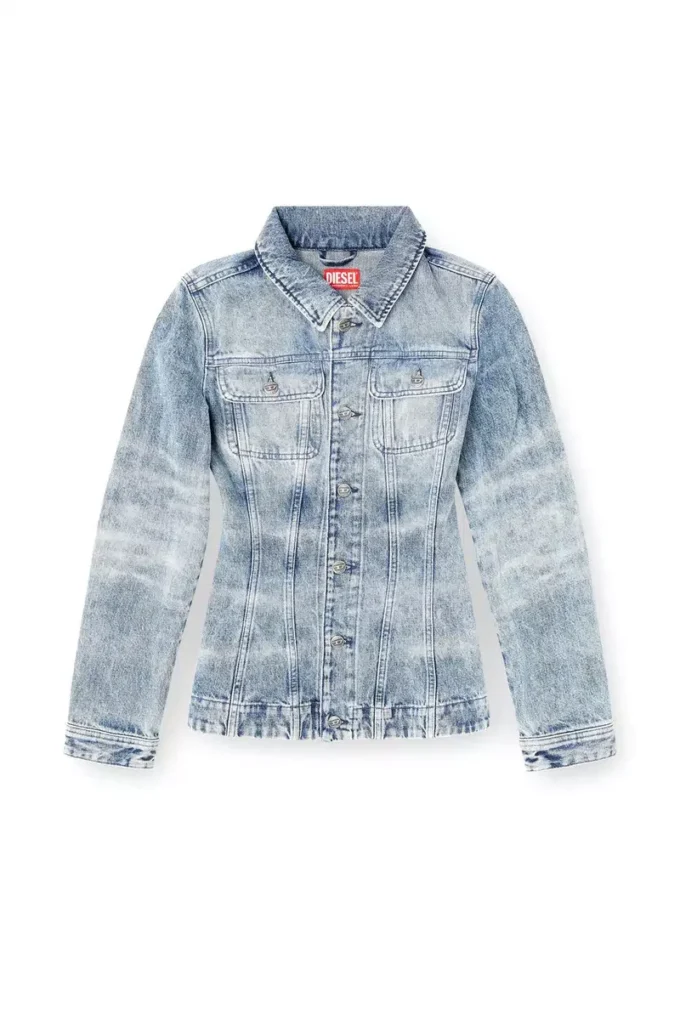 de-katerin-fsh Fitted jacket in lasered cotton-hemp denim de-katerin-fsh Fitted jacket in lasered cotton-hemp denim