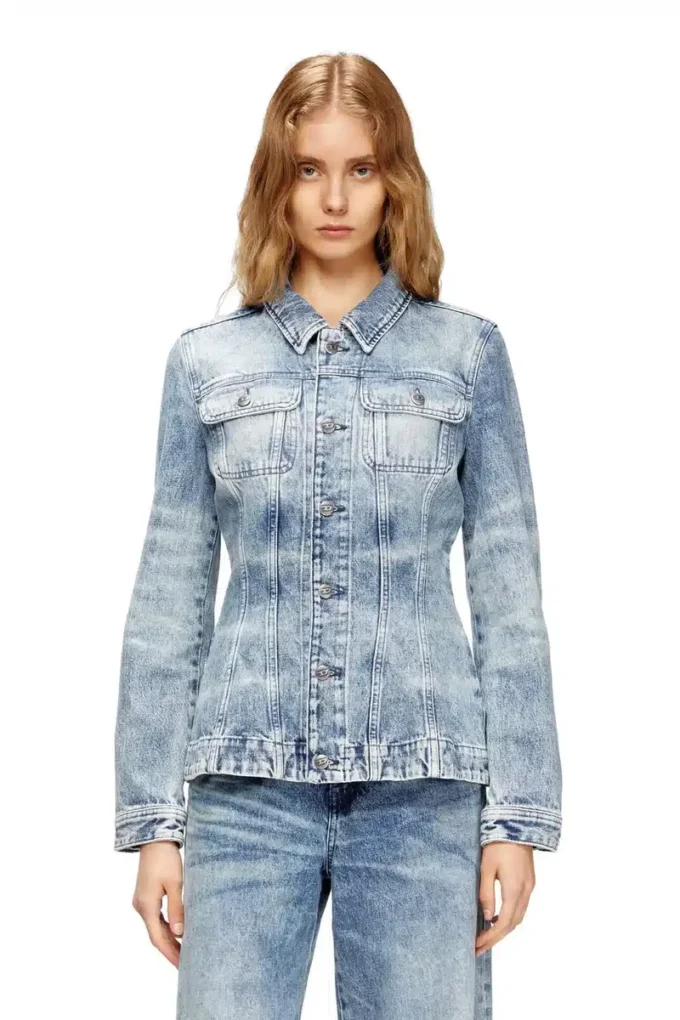 de-katerin-fsh Fitted jacket in lasered cotton-hemp denim de-katerin-fsh Fitted jacket in lasered cotton-hemp denim