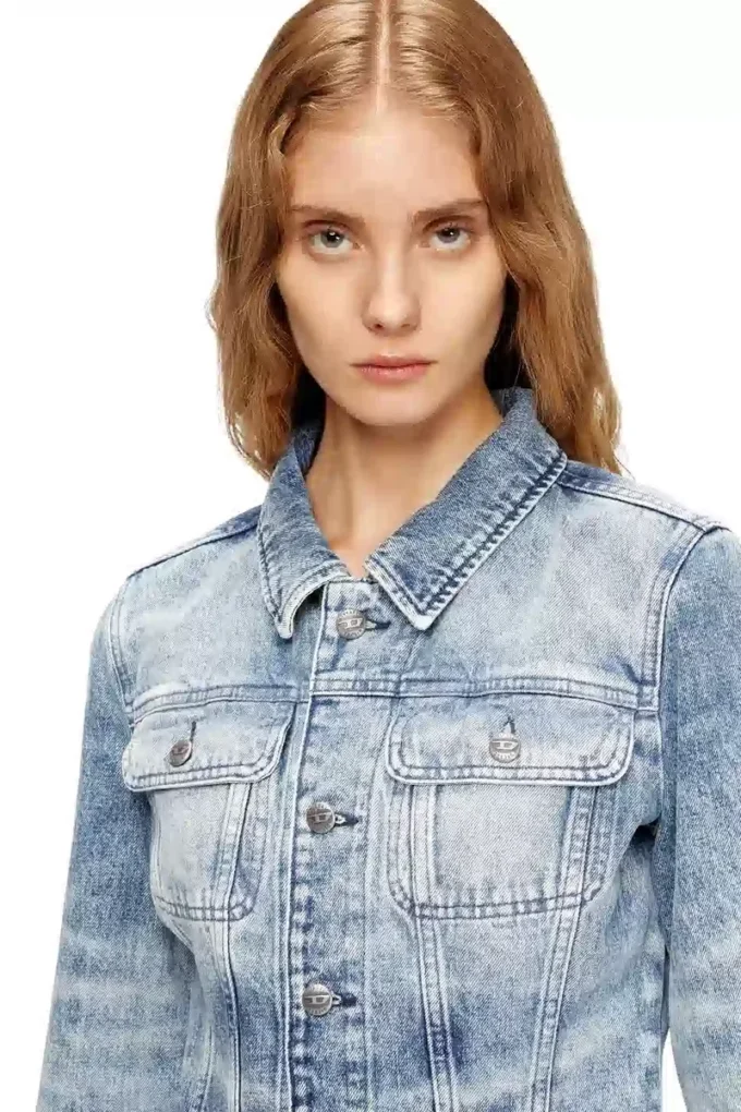 de-katerin-fsh Fitted jacket in lasered cotton-hemp denim de-katerin-fsh Fitted jacket in lasered cotton-hemp denim