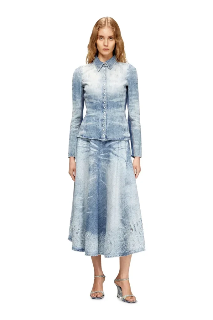 de-masly-fsh Shirt in distressed honeycomb denim de-masly-fsh Shirt in distressed honeycomb denim
