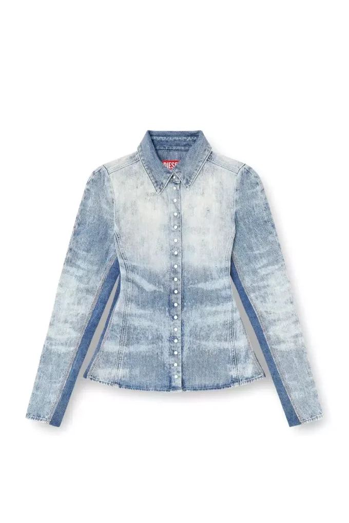 de-masly-fsh Shirt in distressed honeycomb denim de-masly-fsh Shirt in distressed honeycomb denim
