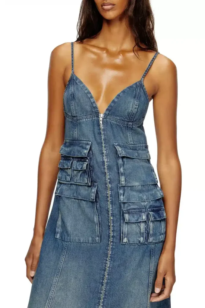 de-melvi-s Dress in fluid laser-worn denim de-melvi-s Dress in fluid laser-worn denim