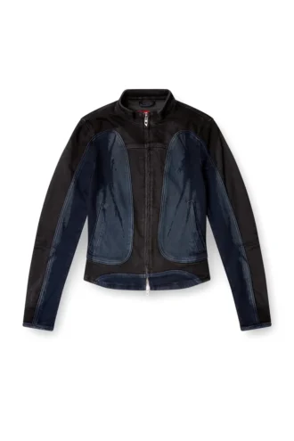 de-morny-s Biker-style jacket in bicolour denim