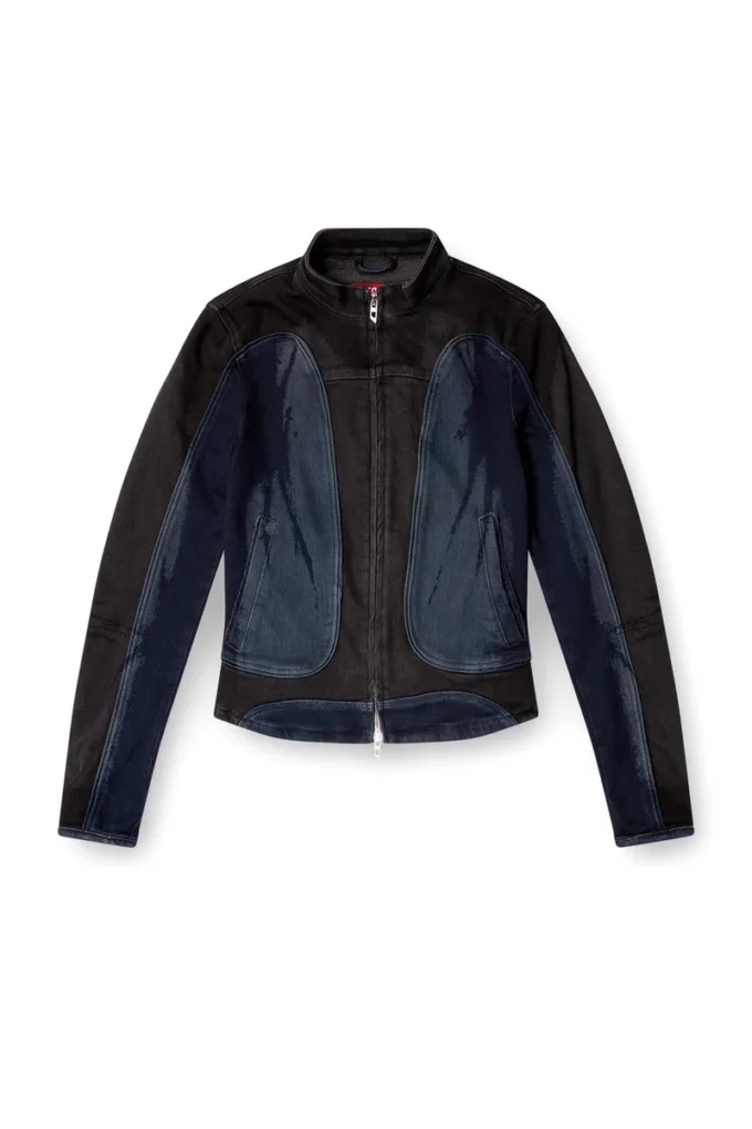 de-morny-s Biker-style jacket in bicolour denim de-morny-s Biker-style jacket in bicolour denim