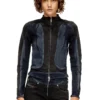 de-morny-s Biker-style jacket in bicolour denim de-morny-s Biker-style jacket in bicolour denim