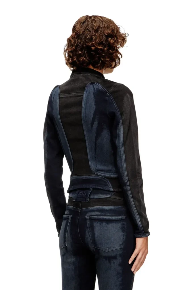 de-morny-s Biker-style jacket in bicolour denim de-morny-s Biker-style jacket in bicolour denim