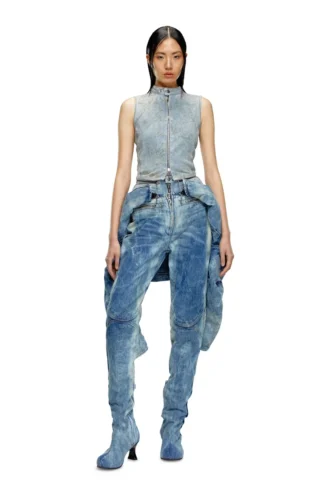 de-nata-fse Second-skin denim top with biker details