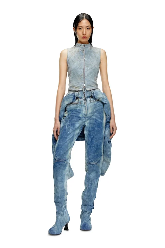 de-nata-fse Second-skin denim top with biker details de-nata-fse Second-skin denim top with biker details