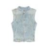 de-nata-fse Second-skin denim top with biker details de-nata-fse Second-skin denim top with biker details