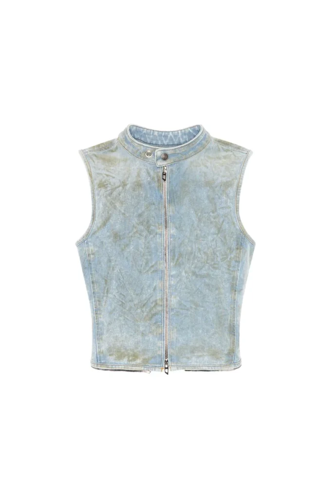 de-nata-fse Second-skin denim top with biker details de-nata-fse Second-skin denim top with biker details