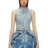 de-nata-fse Second-skin denim top with biker details de-nata-fse Second-skin denim top with biker details