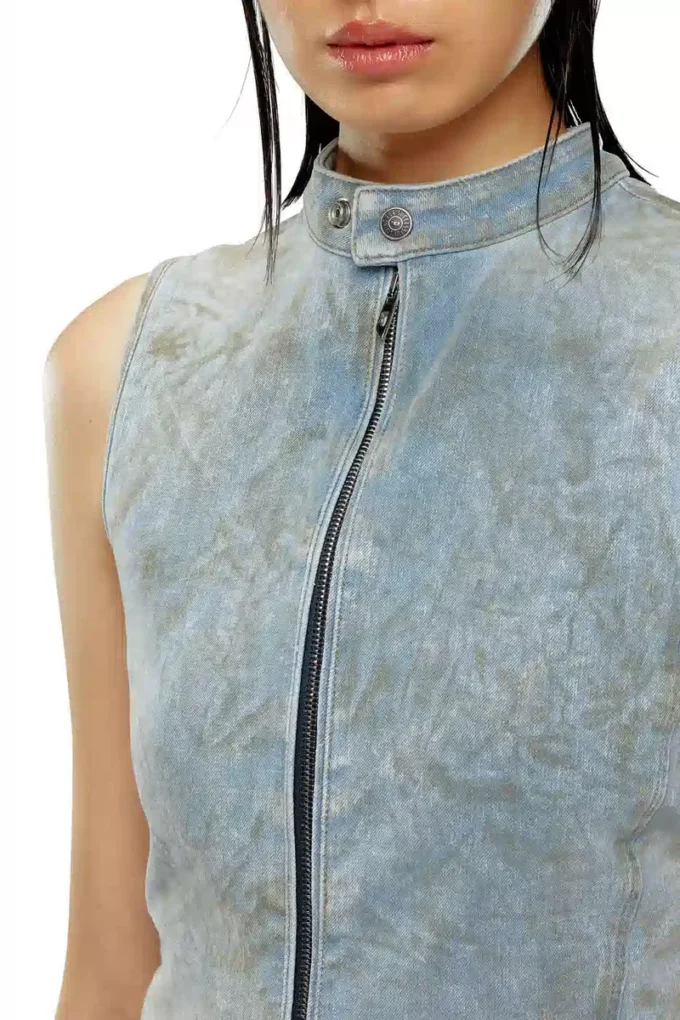 de-nata-fse Second-skin denim top with biker details de-nata-fse Second-skin denim top with biker details