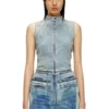 de-nata-fse Second-skin denim top with biker details de-nata-fse Second-skin denim top with biker details