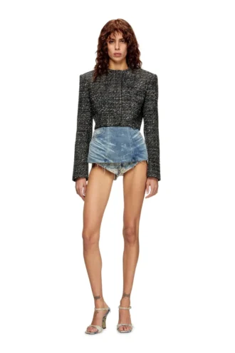 de-nora-fsh Belt skirt in lasered cotton-hemp denim