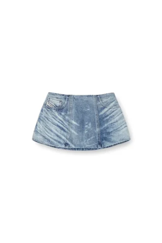 de-nora-fsh Belt skirt in lasered cotton-hemp denim