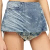 de-nora-fsh Belt skirt in lasered cotton-hemp denim de-nora-fsh Belt skirt in lasered cotton-hemp denim