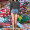 de-nora-fsh Belt skirt in lasered cotton-hemp denim de-nora-fsh Belt skirt in lasered cotton-hemp denim