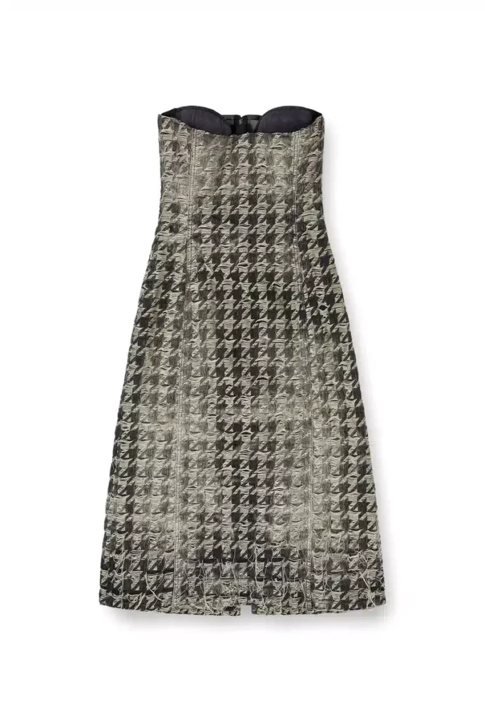 de-olivia-fsh Midi dress in houndstooth-weave denim de-olivia-fsh Midi dress in houndstooth-weave denim
