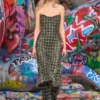 de-olivia-fsh Midi dress in houndstooth-weave denim de-olivia-fsh Midi dress in houndstooth-weave denim