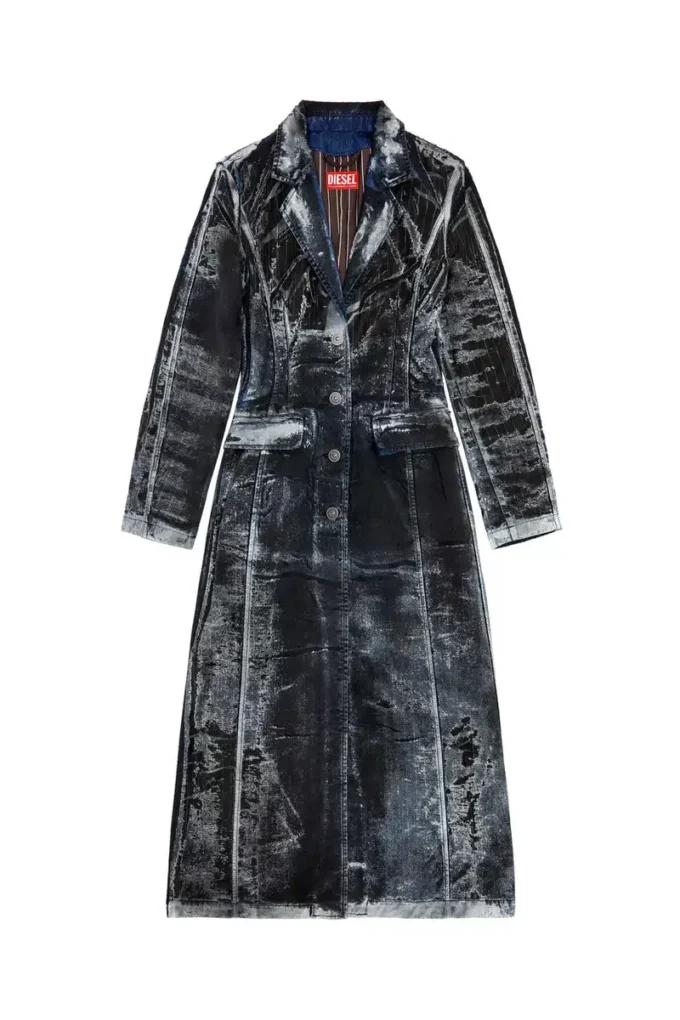 de-pia-fse Coat in pinstriped devoré denim de-pia-fse Coat in pinstriped devoré denim