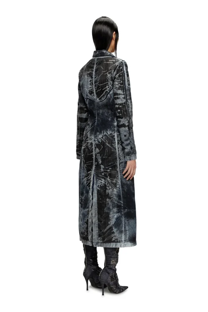 de-pia-fse Coat in pinstriped devoré denim de-pia-fse Coat in pinstriped devoré denim