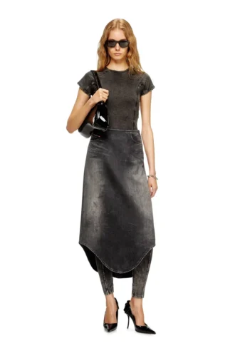 de-plumy-s Denim midi skirt with shadow effect