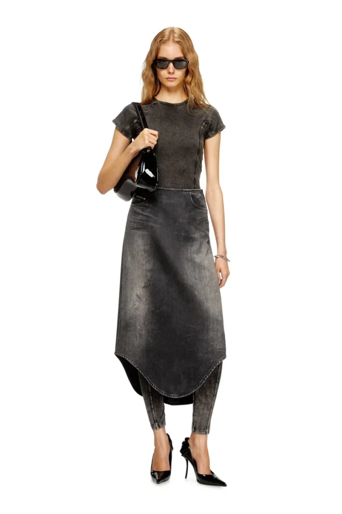 de-plumy-s Denim midi skirt with shadow effect de-plumy-s Denim midi skirt with shadow effect