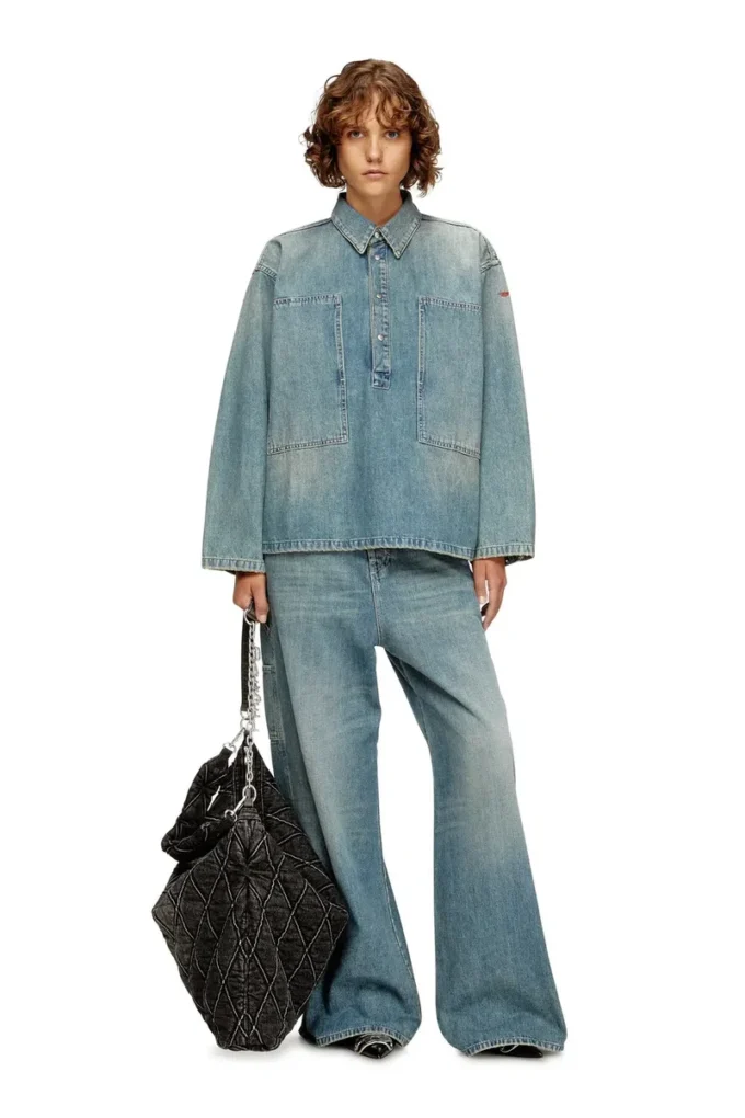 de-priss Henley top in utility-style denim de-priss Henley top in utility-style denim