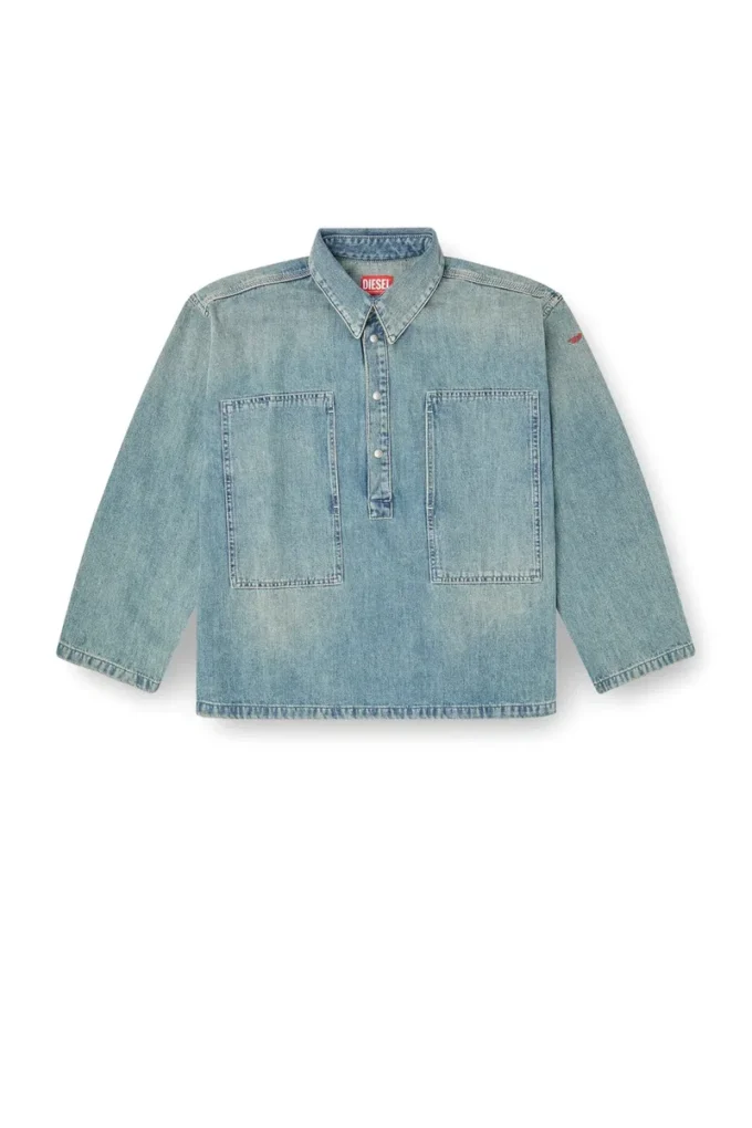 de-priss Henley top in utility-style denim de-priss Henley top in utility-style denim