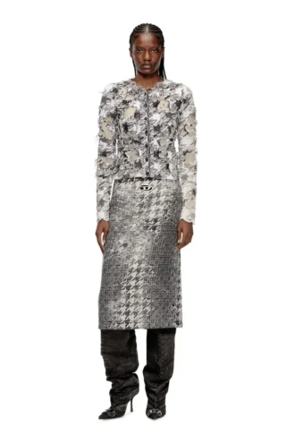 de- rathian-fsh Midi skirt in Prince of Wales jacquard denim