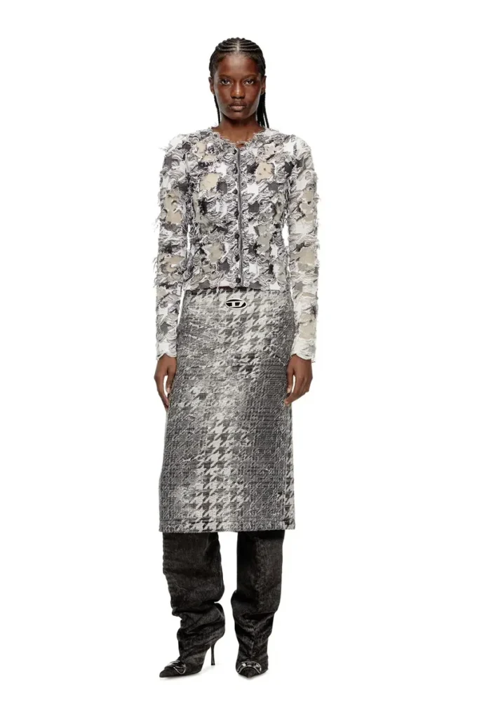 de- rathian-fsh Midi skirt in Prince of Wales jacquard denim de- rathian-fsh Midi skirt in Prince of Wales jacquard denim