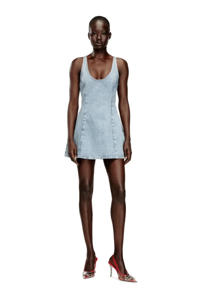 de-sweeney-s1 Short dress in houndstooth denim with crystals de-sweeney-s1 Short dress in houndstooth denim with crystals