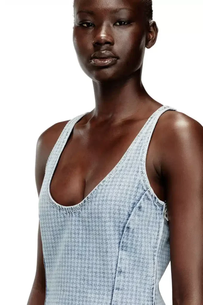 de-sweeney-s1 Short dress in houndstooth denim with crystals de-sweeney-s1 Short dress in houndstooth denim with crystals