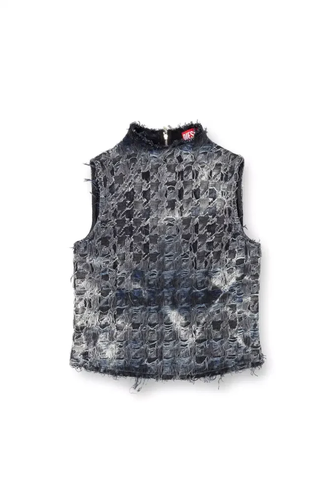 de-tapi-fsh1 Sleeveless top in houndstooth tie-dye denim de-tapi-fsh1 Sleeveless top in houndstooth tie-dye denim