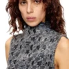 de-tapi-fsh1 Sleeveless top in houndstooth tie-dye denim de-tapi-fsh1 Sleeveless top in houndstooth tie-dye denim
