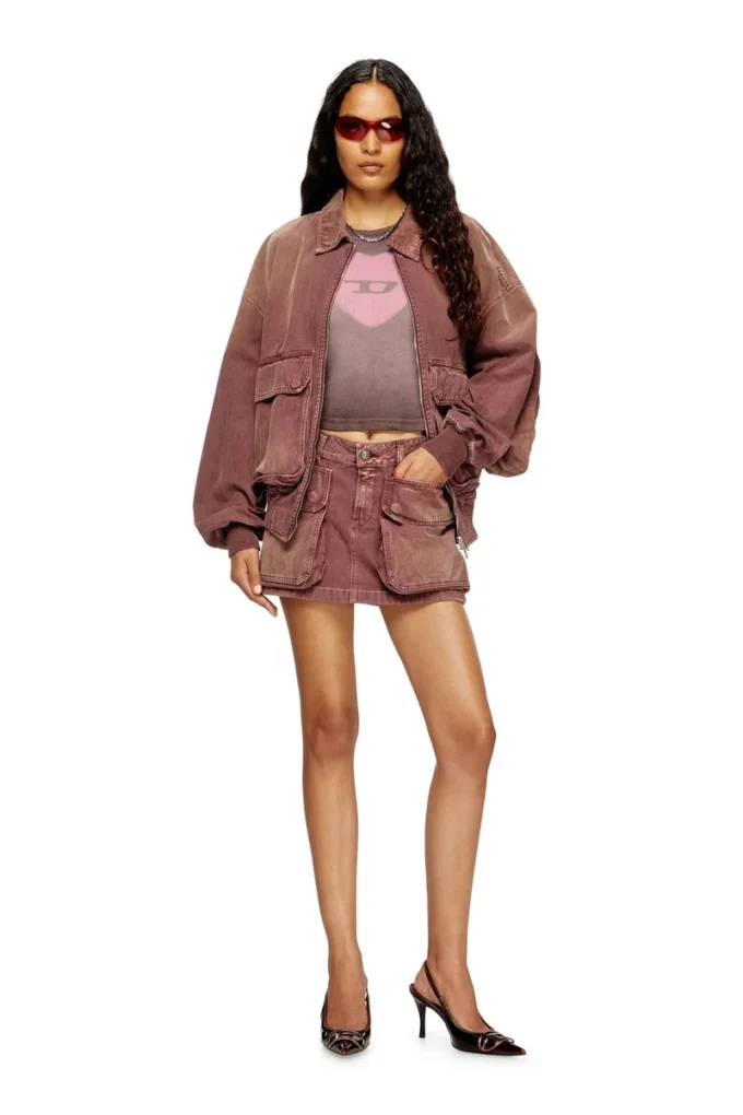 de-ton Denim miniskirt with patch pockets de-ton Denim miniskirt with patch pockets