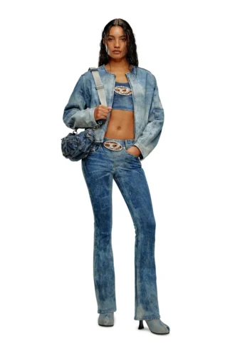 de-top-fse Cropped denim top with crystal plaque