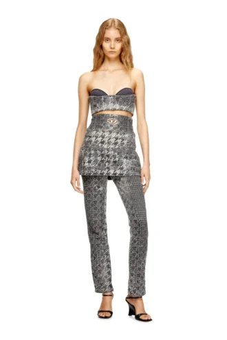 de-toppys-fsh Bralette in Prince of Wales jacquard denim