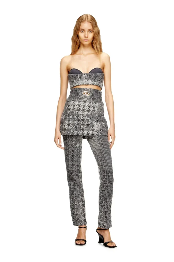 de-toppys-fsh Bralette in Prince of Wales jacquard denim