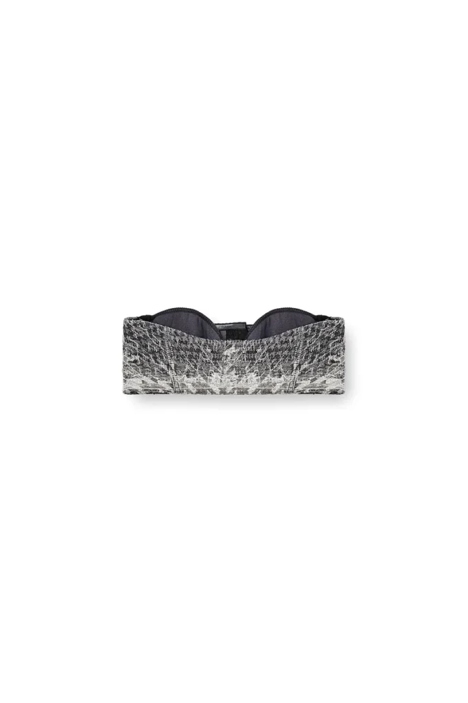 de-toppys-fsh Bralette in Prince of Wales jacquard denim
