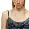 de-verni-fse Top in pinstriped devoré denim