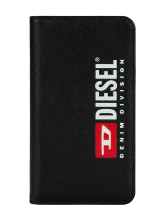 diesel 2-in-1 folio case for iphone xs & iphone x Black leather printed and debossed logo case, iPhone XS & X