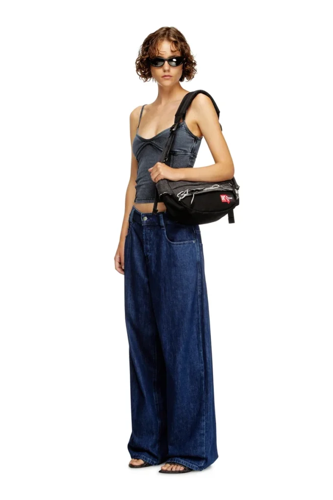 diesel shoulder bag Shoulder bag in destroyed denim and CORDURA® diesel shoulder bag Shoulder bag in destroyed denim and CORDURA®