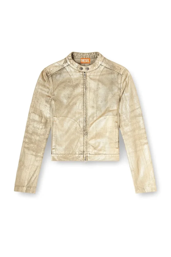 dile_luna jacket Moto jacket in distressed metallic denim dile_luna jacket Moto jacket in distressed metallic denim