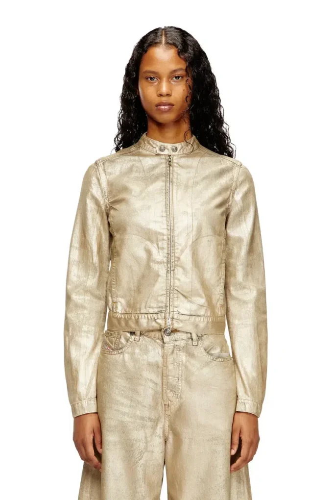 dile_luna jacket Moto jacket in distressed metallic denim dile_luna jacket Moto jacket in distressed metallic denim