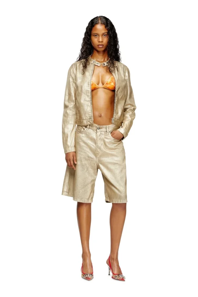 dile_luna shorts Shorts in distressed metallic denim dile_luna shorts Shorts in distressed metallic denim