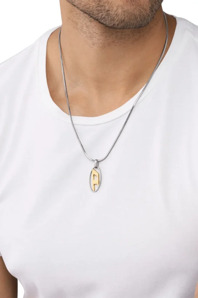 dx1421 Two-Tone Stainless Steel Pendant Necklace dx1421 Two-Tone Stainless Steel Pendant Necklace