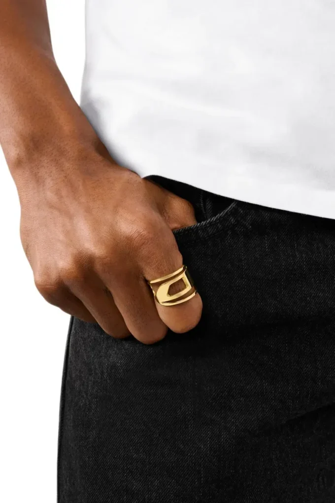 dx1569710 jewel Gold-Tone Stainless Steel Band Ring