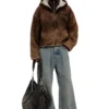 f-ella Acid-wash zip-up hoodie with teddy lining f-ella Acid-wash zip-up hoodie with teddy lining