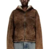f-ella Acid-wash zip-up hoodie with teddy lining f-ella Acid-wash zip-up hoodie with teddy lining